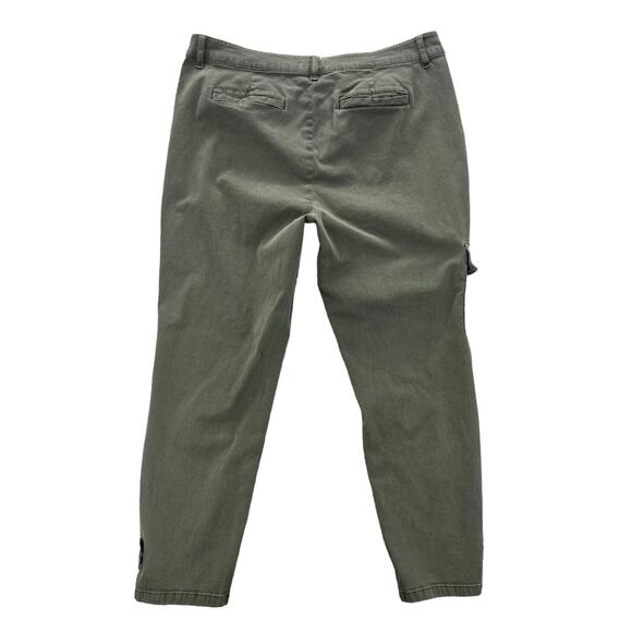 J.Jill Cargo Crop Surplus Pant 12 Mid Rise Olive Green Stretch - Picture 3 of 9